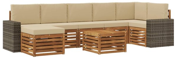 VidaXL Kültéri kanapé szett párnával 8 pcs Természetes és bézs