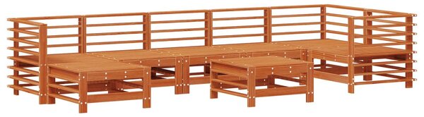 VidaXL Kerti lounge szett 8 pcs Viaszbarna Tömör Fenyőfa