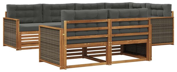 VidaXL Kültéri kanapé szett párnával 7 pcs Természetes és antracit