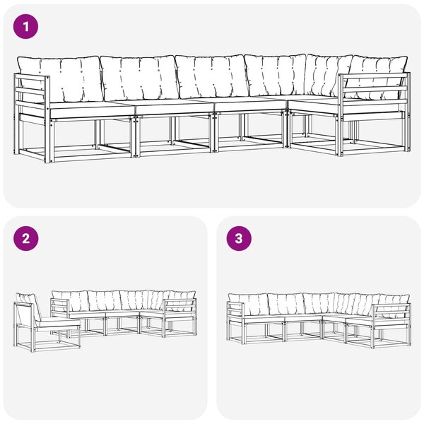 VidaXL Kültéri kanapé szett párnával 5 pcs Fehér és Fekete