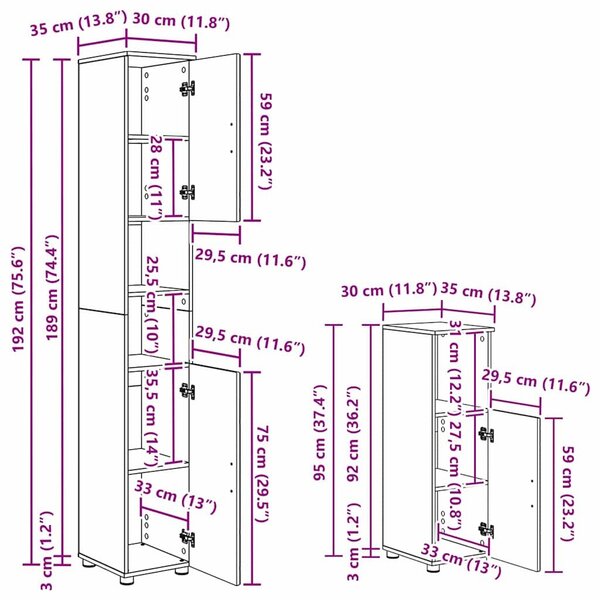 VidaXL Fürdőszoba bútor szett 4 pcs Füstölt tölgy 61 x 35 x 64 cm