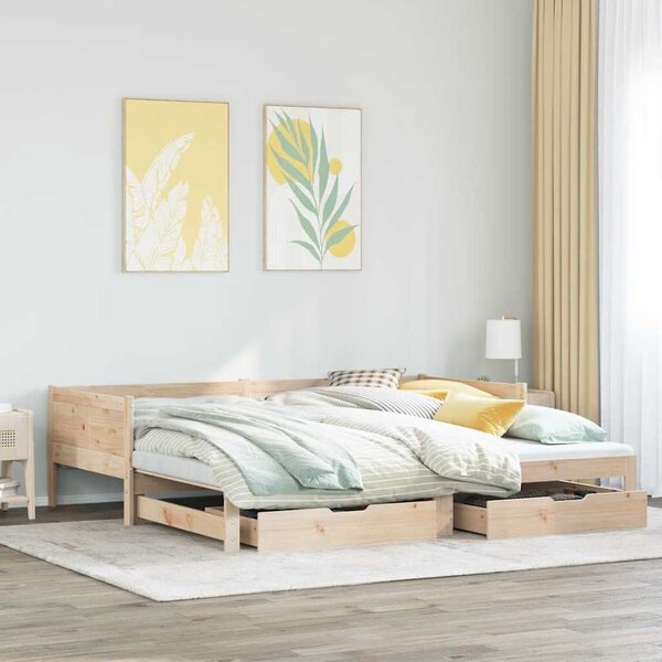 VidaXL kihúzható heverő fiókokkal matrac nélkül 90 x 190 cm