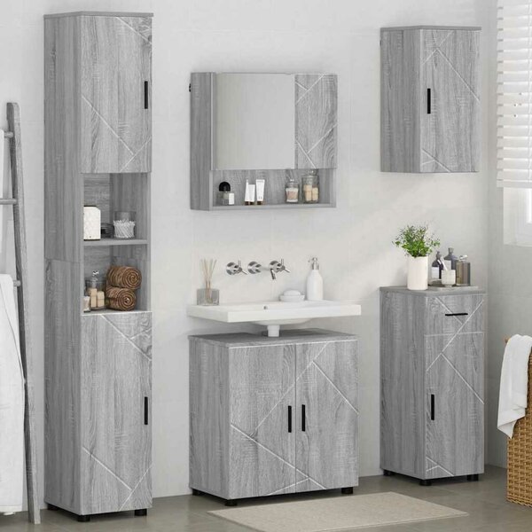 VidaXL Fürdőszoba bútor szett 5 db Szürke Sonoma 61 x 35 x 64 cm