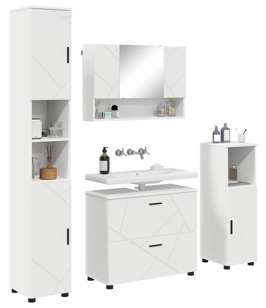 VidaXL Fürdőszoba bútor szett 4 pcs Fehér 30 x 35 x 192 cm Faanyag