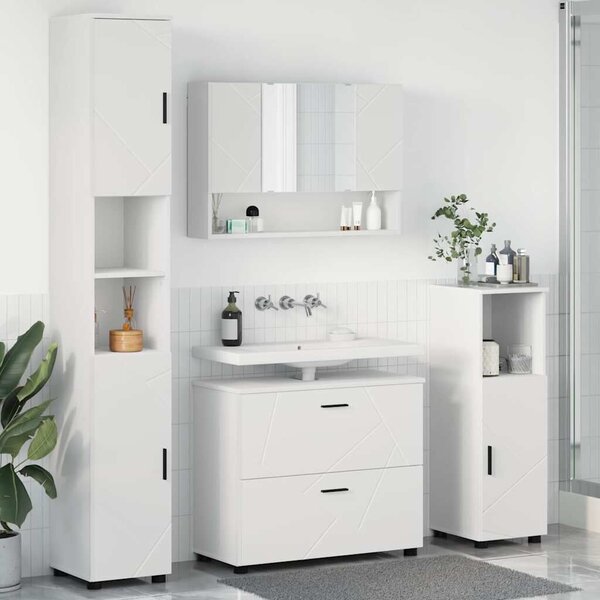 VidaXL Fürdőszoba bútor szett 4 pcs Fehér 30 x 35 x 192 cm Faanyag