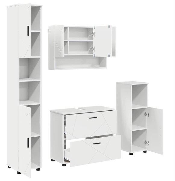 VidaXL Fürdőszoba bútor szett 4 pcs Fehér 30 x 35 x 192 cm Faanyag