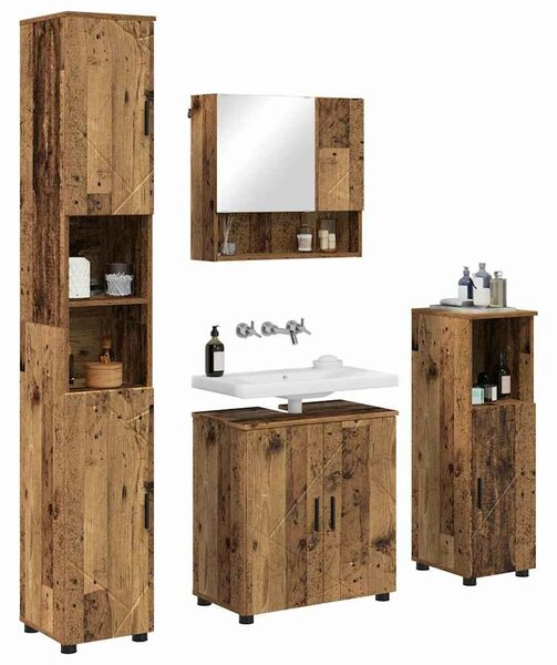 VidaXL Fürdőszoba bútor szett 4 pcs Régi fa 61 x 35 x 64 cm Faanyag