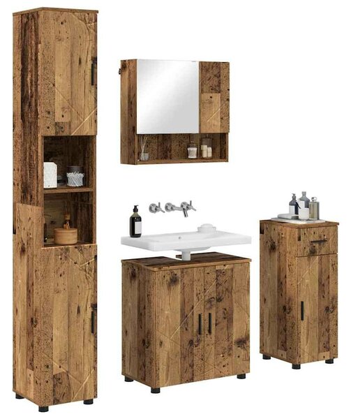 VidaXL Fürdőszoba bútor szett 4 pcs Régi fa 61 x 35 x 64 cm Faanyag