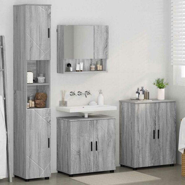 VidaXL Fürdőszoba bútor szett 4 db Szürke Sonoma 61 x 35 x 64 cm
