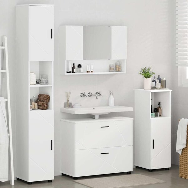 VidaXL Fürdőszoba bútor szett 4 pcs Fehér 30 x 35 x 192 cm Faanyag
