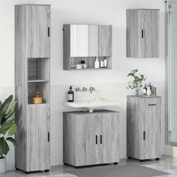VidaXL Fürdőszoba bútor szett 5 db Szürke Sonoma 61 x 35 x 64 cm
