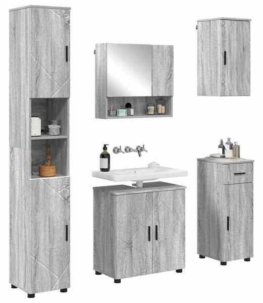 VidaXL Fürdőszoba bútor szett 5 db Szürke Sonoma 61 x 35 x 64 cm
