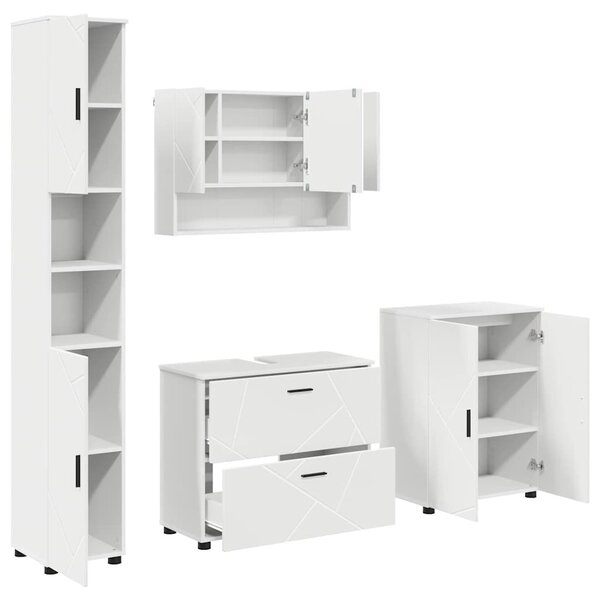 VidaXL Fürdőszoba bútor szett 4 db Fehér 35 x 30 x 192 cm