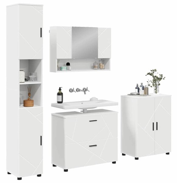 VidaXL Fürdőszoba bútor szett 4 db Fehér 35 x 30 x 192 cm
