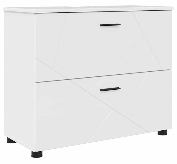 VidaXL Fürdőszoba bútor szett 2 pcs Magasfényű fehér 76.5 x 35 x 64 cm