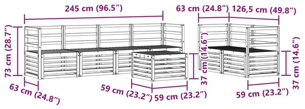 VidaXL Kültéri kanapé szett 7 db Fehér Tömör Akácfa