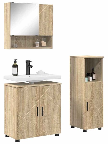 VidaXL Fürdőszoba bútor szett 3 pcs sonoma tölgy 61 x 35 x 64 cm