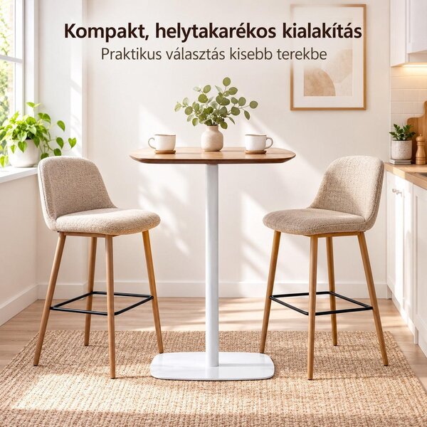 Bárasztal, kerek MDF asztallappal, Ø60 x 105 cm, 20 kg teherbírás, tölgy/fehér