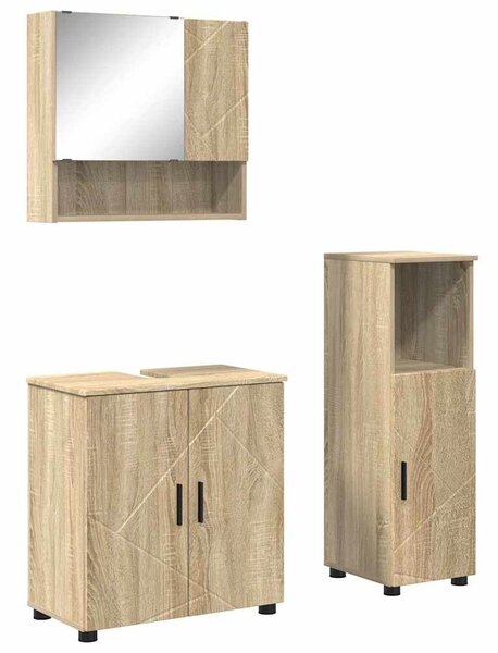 VidaXL Fürdőszoba bútor szett 3 pcs sonoma tölgy 61 x 35 x 64 cm