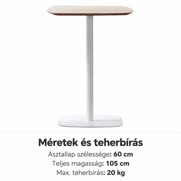 Bárasztal, kerek MDF asztallappal, Ø60 x 105 cm, 20 kg teherbírás, tölgy/fehér