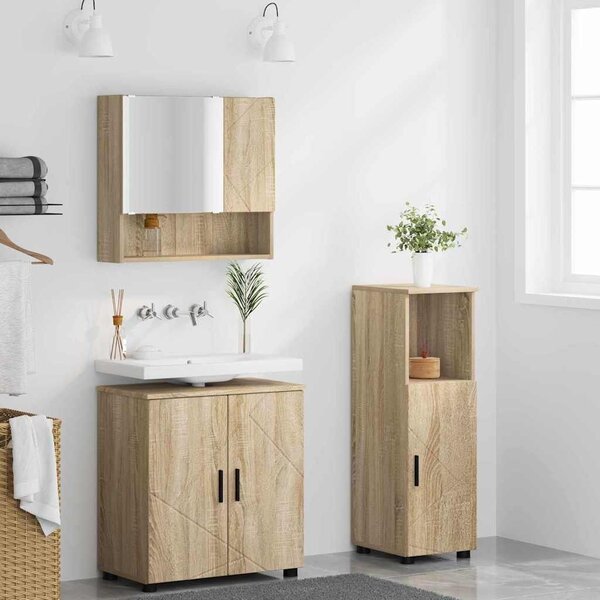VidaXL Fürdőszoba bútor szett 3 pcs sonoma tölgy 61 x 35 x 64 cm