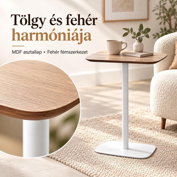 Bárasztal, kerek MDF asztallappal, Ø60 x 105 cm, 20 kg teherbírás, tölgy/fehér