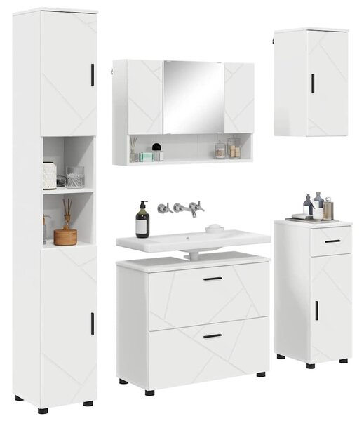 VidaXL Fürdőszoba bútor szett 5 db Fehér 35 x 30 x 192 cm