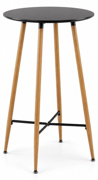 Bárasztal, kerek MDF asztallappal, Ø60 x 102 cm, fekete/tölgy