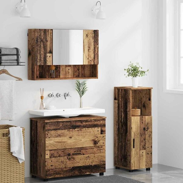 VidaXL Fürdőszoba bútor szett 3 pcs Régi fa 76.5 x 35 x 64 cm Faanyag