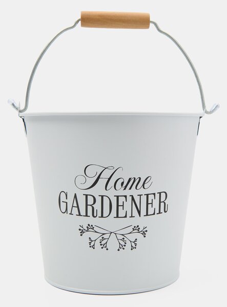 Sinsay - Fém vödör fogantyúval és Home Gardener felirattal - fehér