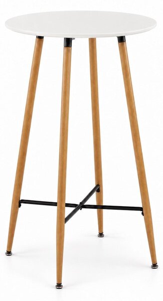Bárasztal, kerek MDF asztallappal, Ø60 x 102 cm, fehér/tölgy