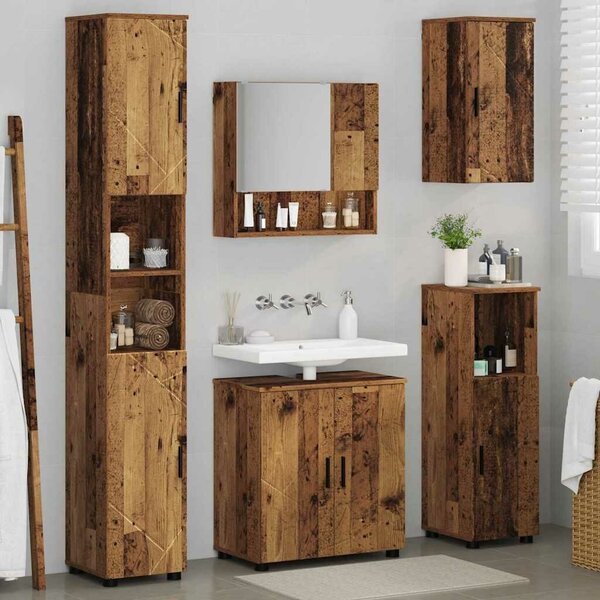 VidaXL Fürdőszoba bútor szett 5 pcs Régi fa 61 x 35 x 64 cm Faanyag
