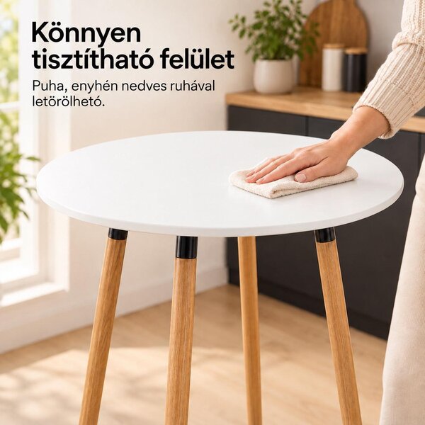 Bárasztal, kerek MDF asztallappal, Ø60 x 102 cm, fehér/tölgy