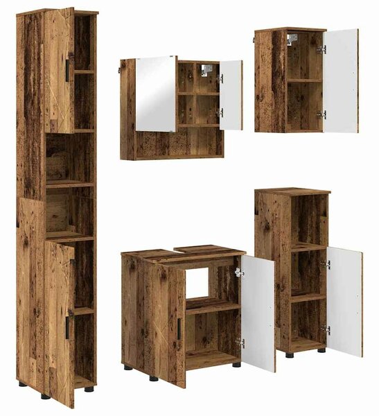 VidaXL Fürdőszoba bútor szett 5 pcs Régi fa 61 x 35 x 64 cm Faanyag