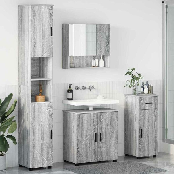 VidaXL Fürdőszoba bútor szett 4 db Szürke Sonoma 61 x 35 x 64 cm