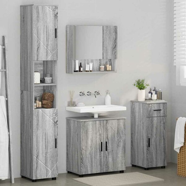 VidaXL Fürdőszoba bútor szett 4 db Szürke Sonoma 61 x 35 x 64 cm