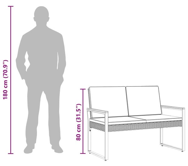VidaXL Kültéri Bútor Szett 4 pcs Szürke és sötétkék polirattan
