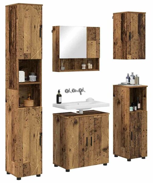 VidaXL Fürdőszoba bútor szett 5 pcs Régi fa 61 x 35 x 64 cm Faanyag