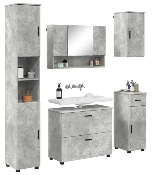 VidaXL Fürdőszoba bútor szett 5 db Beton Szürke 35 x 30 x 192 cm