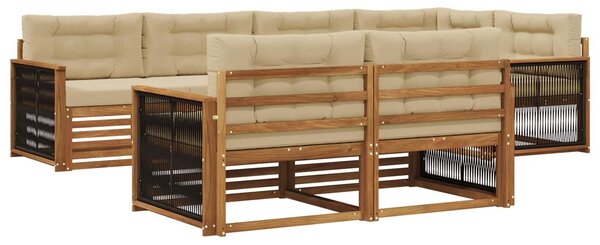 VidaXL Kültéri kanapé szett párnával 7 pcs Természetes és bézs