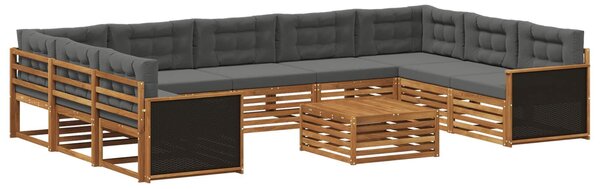 VidaXL Kültéri kanapé szett párnával 10 pcs Természetes és antracit