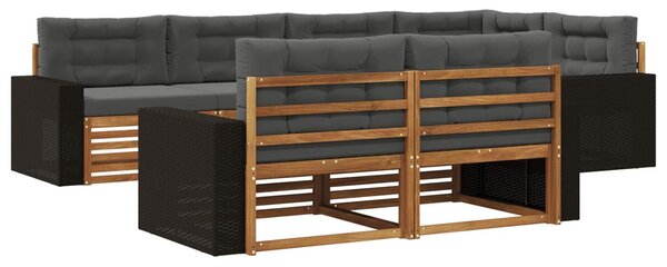 VidaXL Kültéri kanapé szett párnával 7 pcs Természetes és antracit