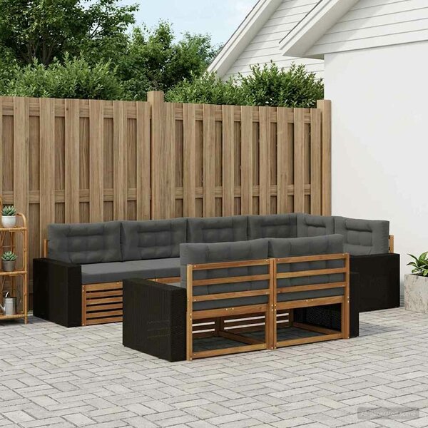 VidaXL Kültéri kanapé szett párnával 7 pcs Természetes és antracit