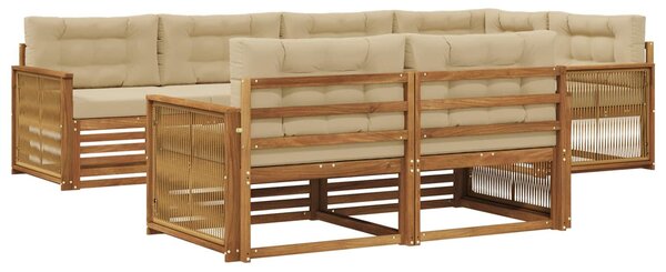 VidaXL Kültéri kanapé szett párnával 7 pcs Természetes és bézs
