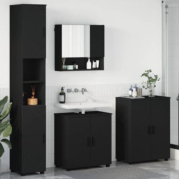 VidaXL Fürdőszoba bútor szett 4 db Fekete 61 x 35 x 64 cm