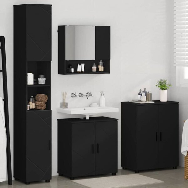 VidaXL Fürdőszoba bútor szett 4 db Fekete 61 x 35 x 64 cm