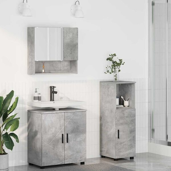 VidaXL Fürdőszoba bútor szett 3 pcs Beton szürke 61 x 35 x 64 cm
