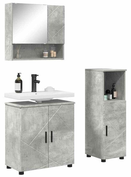 VidaXL Fürdőszoba bútor szett 3 pcs Beton szürke 61 x 35 x 64 cm