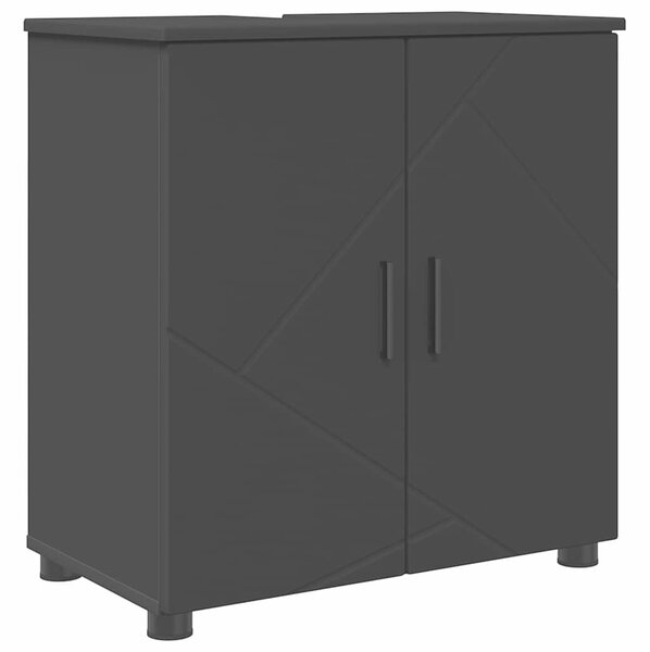 VidaXL Fürdőszoba bútor szett 4 db Fekete 61 x 35 x 64 cm