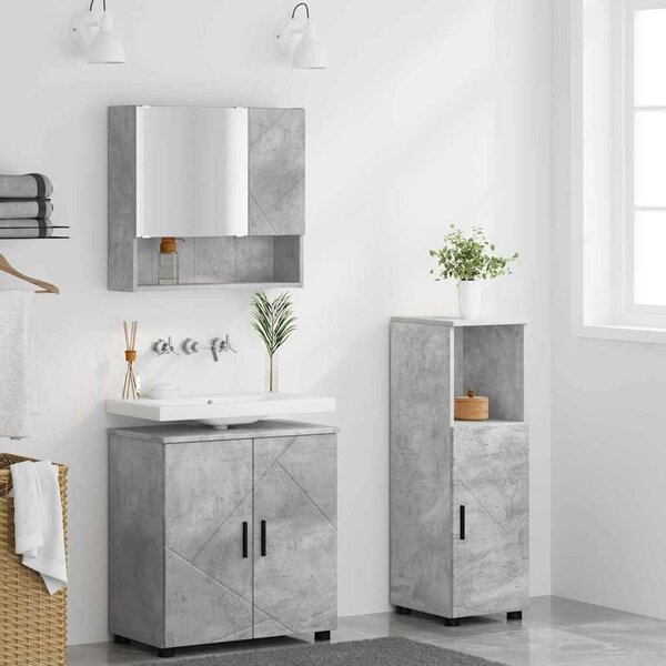 VidaXL Fürdőszoba bútor szett 3 pcs Beton szürke 61 x 35 x 64 cm